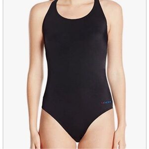 Classic Black One-Piece Swim Suit with Scoop Neck